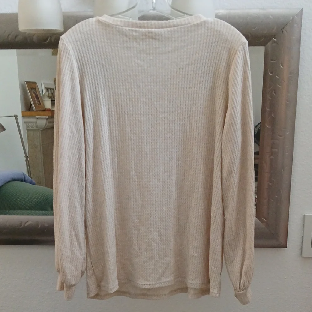 BiBi Beige Sweatshirt with Leopard Print and Lace - Picture 5 of 6
